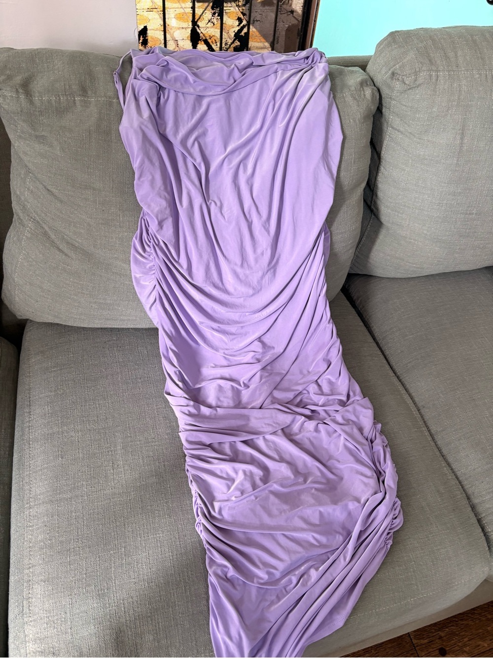 Fashion Nova Lavender Ruched Maxi Dress